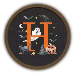 Halloween Monogram H Brown Framed Wall Plaque