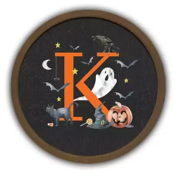 Halloween Monogram K Brown Framed Wall Plaque