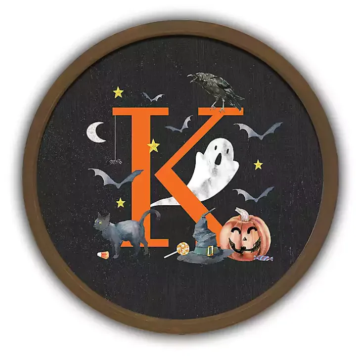 Halloween Monogram K Brown Framed Wall Plaque