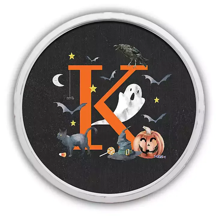 Halloween Monogram K White Framed Wall Plaque