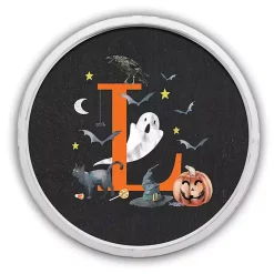 Halloween Monogram L White Framed Wall Plaque