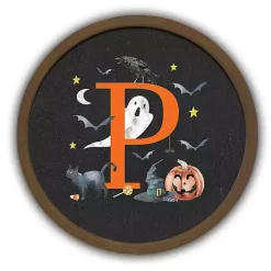 Halloween Monogram P Brown Framed Wall Plaque