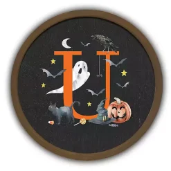 Halloween Monogram U Brown Framed Wall Plaque