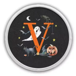 Halloween Monogram V White Framed Wall Plaque