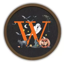 Halloween Monogram W Brown Framed Wall Plaque