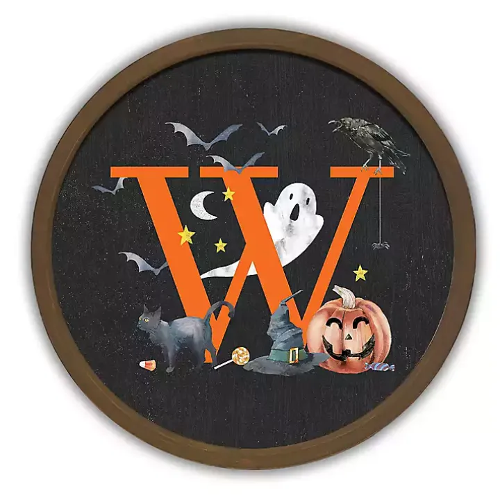 Halloween Monogram W Brown Framed Wall Plaque