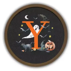 Halloween Monogram Y Brown Framed Wall Plaque