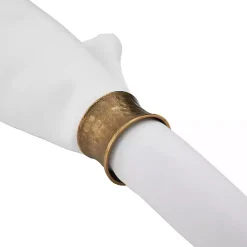 Hammered Brass Inverted Napkin Rings, Set of 4