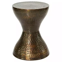 Hammered Bronze Iron Hourglass Accent Table