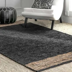 Hand Braided Leather Kelli Jute Area Rug, 7x9