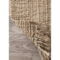 Hand Woven Chunky Loop Natural Jute Area Rug, 5x7