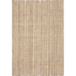 Hand Woven Looped Natural Jute Area Rug, 9x12