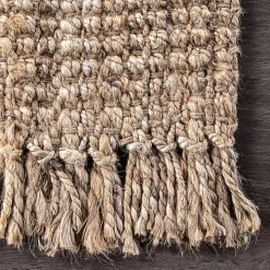 Hand Woven Looped Natural Jute Area Rug, 9x12