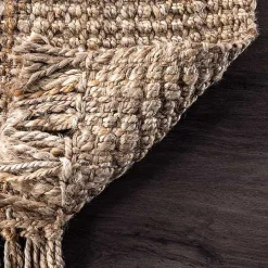 Hand Woven Looped Natural Jute Area Rug, 9x12