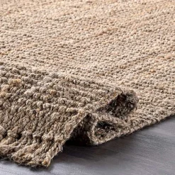 Hand Woven Looped Natural Jute Area Rug, 9x13