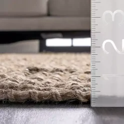 Hand Woven Looped Natural Jute Area Rug, 9x13