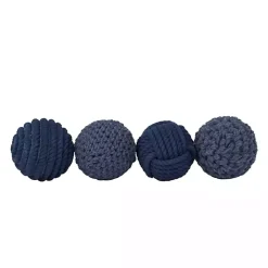 Handmade Navy Blue Jute Rope Orbs, Set of 4