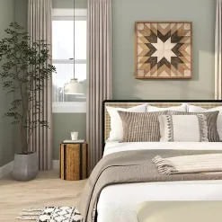 Handmade Round Banana Leaf Striped Accent Table