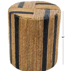 Handmade Round Banana Leaf Striped Accent Table