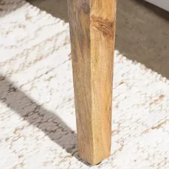 Handwoven Rattan Cane and Mango Wood Bench