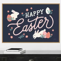 Happy Easter Bunnies Framed Canvas Art Print