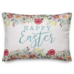 Happy Easter Floral Border Accent Pillow