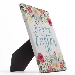 Happy Easter Floral Tabletop Canvas Art Print