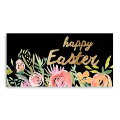 Happy Easter Gold Floral Canvas Art Print