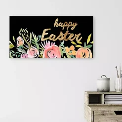 Happy Easter Gold Floral Canvas Art Print