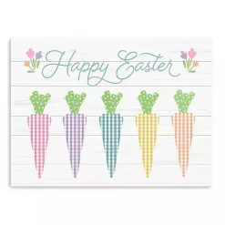 Happy Easter Plaid Carrots Canvas Art Print