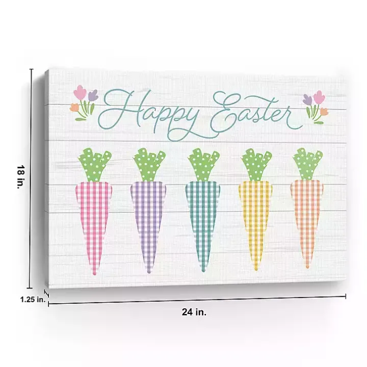 Happy Easter Plaid Carrots Canvas Art Print