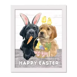 Happy Easter Puppies Framed Canvas Art Print
