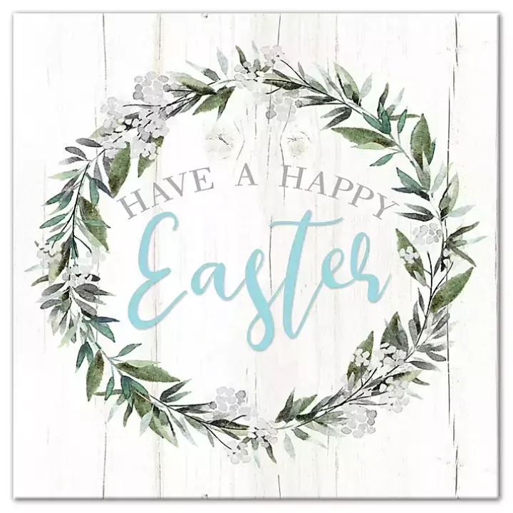 Happy Easter Wreath Canvas Art Print
