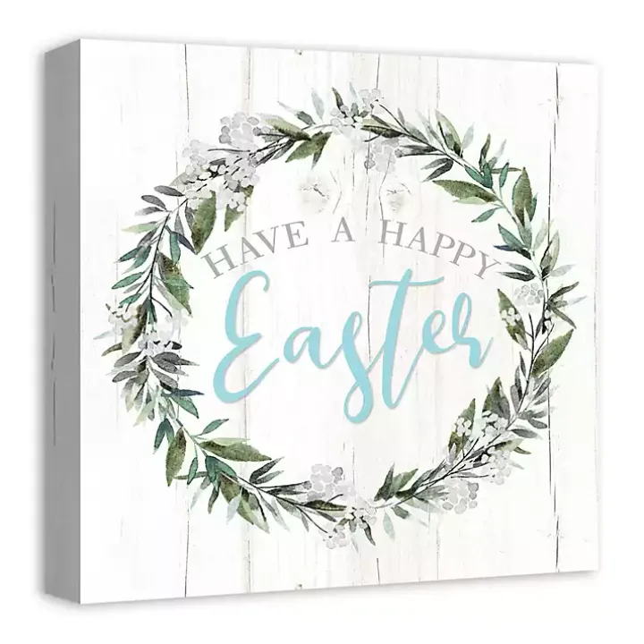 Happy Easter Wreath Canvas Art Print