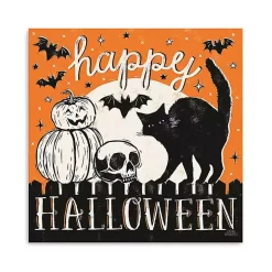 Happy Halloween Full Moon Cat Canvas Art Print