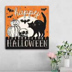 Happy Halloween Full Moon Cat Canvas Art Print