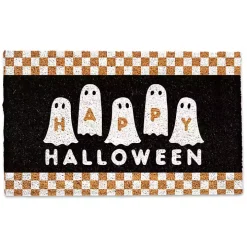 Happy Halloween Ghosts Checkered Halloween Doormat
