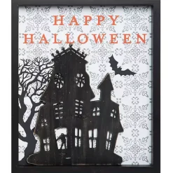 Happy Halloween House Framed Wall Plaque