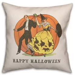 Happy Halloween Linen Throw Pillow