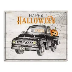 Happy Halloween Truck Canvas Art Print