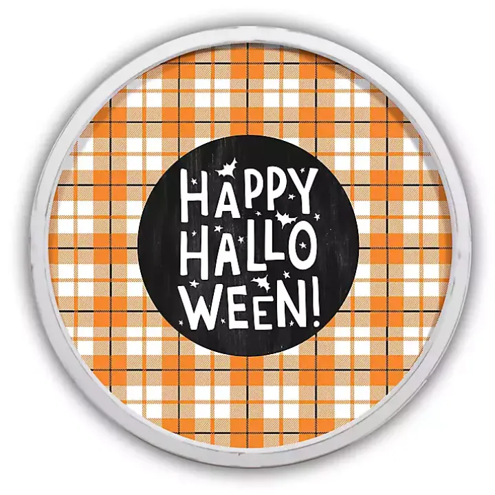 Happy Halloween White Framed Canvas Art Print