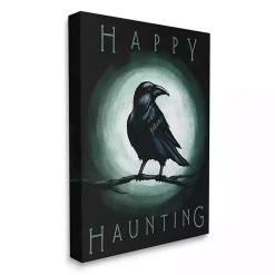 Happy Haunting Black Crow Canvas Art Print
