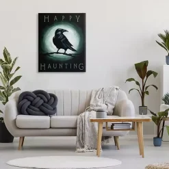 Happy Haunting Black Crow Canvas Art Print