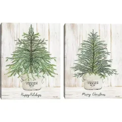 Happy Holidays Merry Christmas Trees 2-pc. Art Set