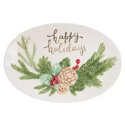 Happy Holidays Oval Serving Platter with Spreader