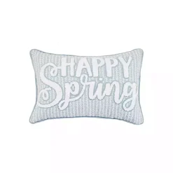 Happy Spring Blue Striped Lumbar Pillow