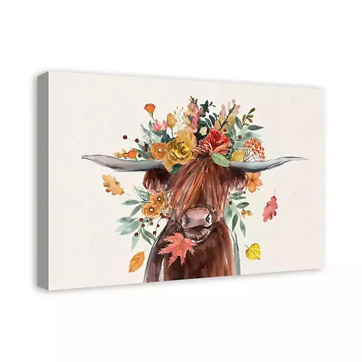 Harvest Highland Cow Canvas Art Print