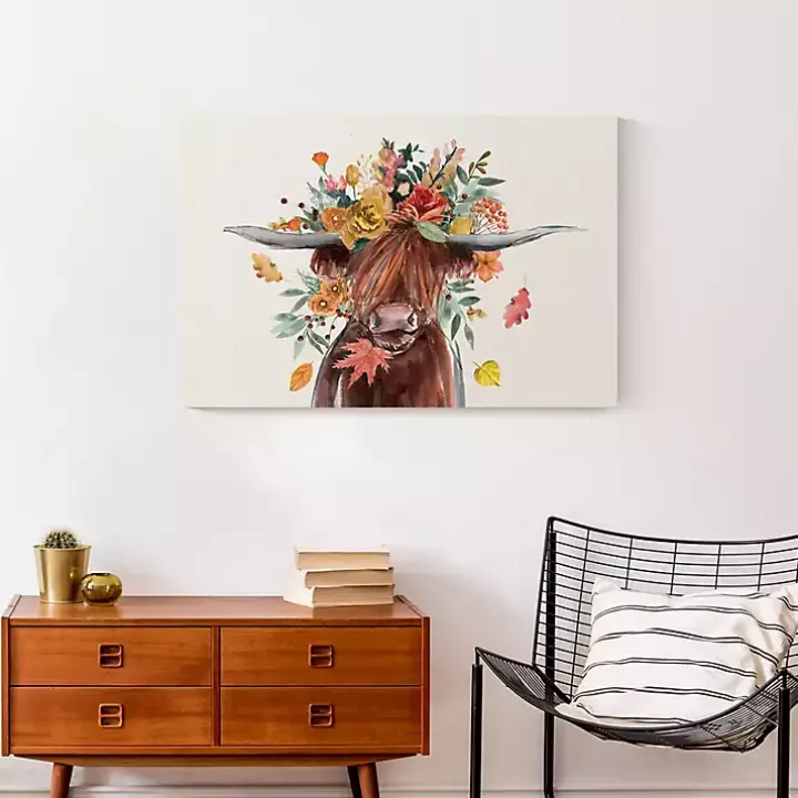 Harvest Highland Cow Canvas Art Print