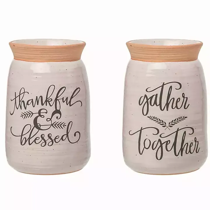Harvest Sentiment Ceramic Vases, Set of 2