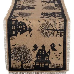 Haunted House Burlap Table Runner